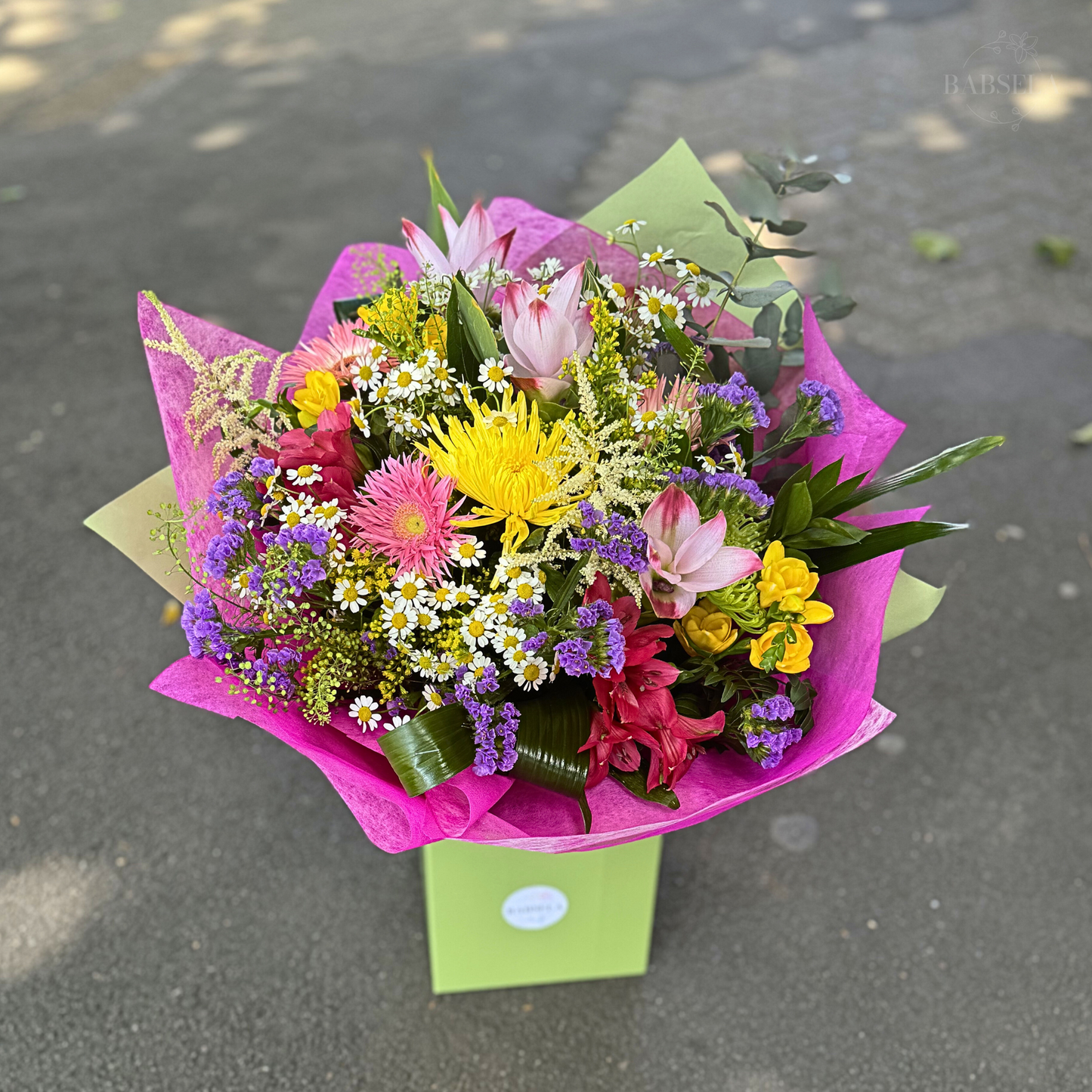 Blossom Carnival Bouquet from Babsela Florist Beckenham, a vibrant mix of flowers. Delivery to Croydon and Bromley areas available