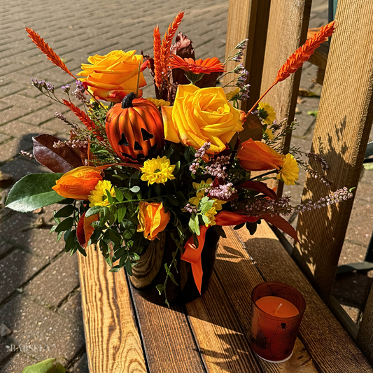 Pumpkin Glow Pot w/ Candle